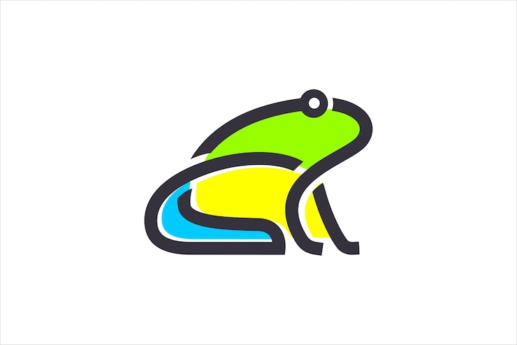 Vector logotipo de rana diseño de placa de circuito digital estilo de línea simple minimalista