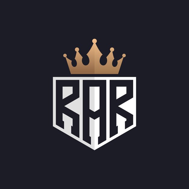 Logotipo RAR de lujo con corona iniciales elegantes logotipo de letra RAR para marcas exclusivas letra RAR monograma para empresas de alta gama