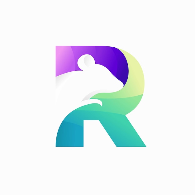 Logotipo de rata con concepto de letra R