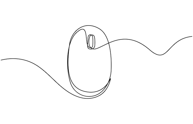 El logotipo del ratón de computadora de una línea continua dibujado Ilustración vectorial del ratín de computadora Stroke Negro