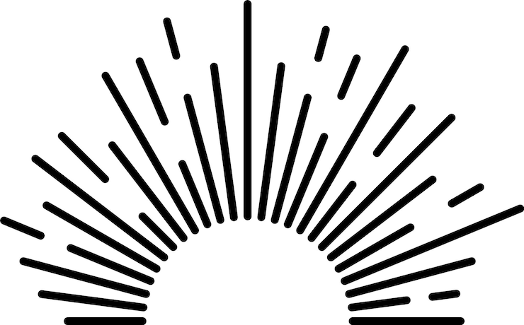 Vector logotipo de rayo de sol rayos de luz negros decorativos