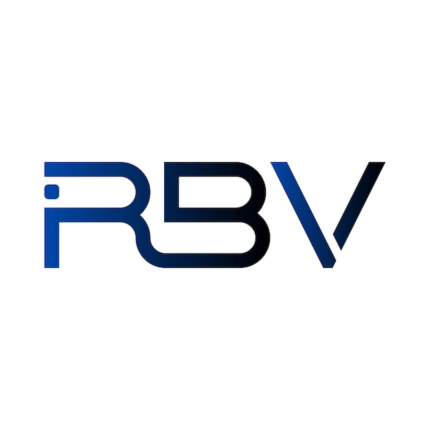 El logotipo de RBV es una tipografía abstracta, un diseño vectorial moderno y minimalista.