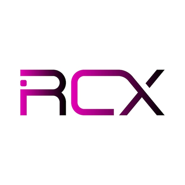 El logotipo de RCX es una tipografía abstracta, un diseño vectorial moderno y mínimo.