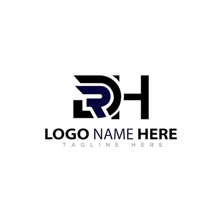 Vector el logotipo de rdh, la marca verbal, la ilustración del logotipo, el diseño de arte vectorial