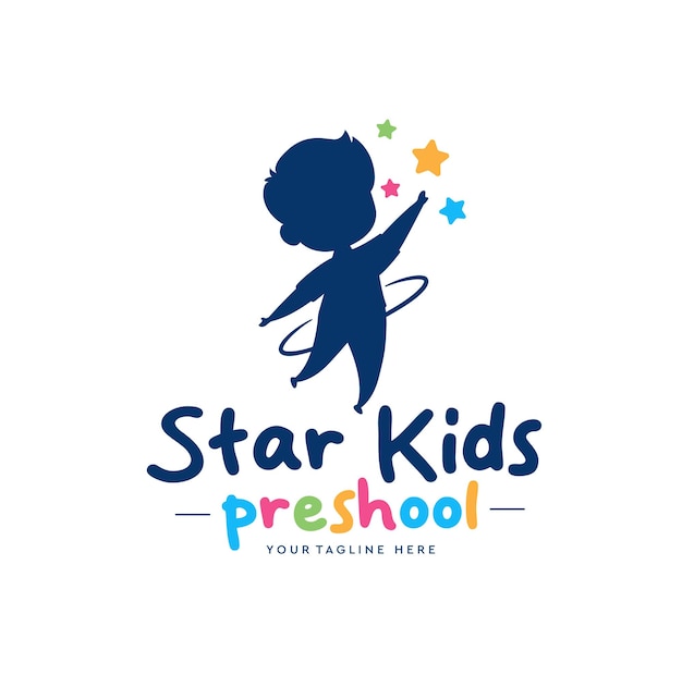 Logotipo de Reaching Stars para el logotipo de la escuela de jardín de infantes o preescolar