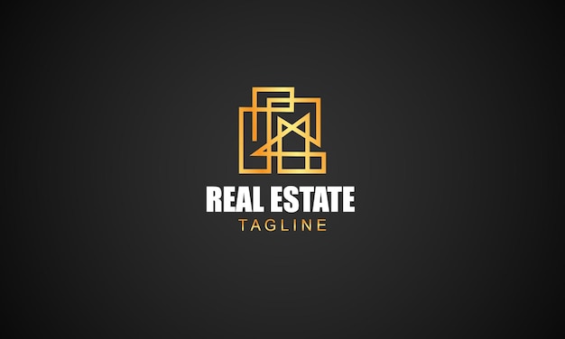 Vector logotipo real de bienes raíces dorados para su negocio