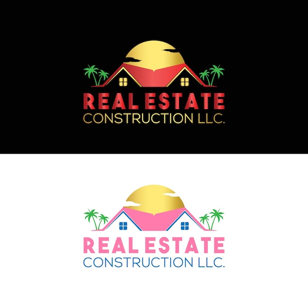 Logotipo para real estate construction llc que es una empresa constructora.