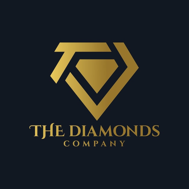 El logotipo real de lujo de la compañía de diamantes, el monograma, el concepto de diseño elegante.
