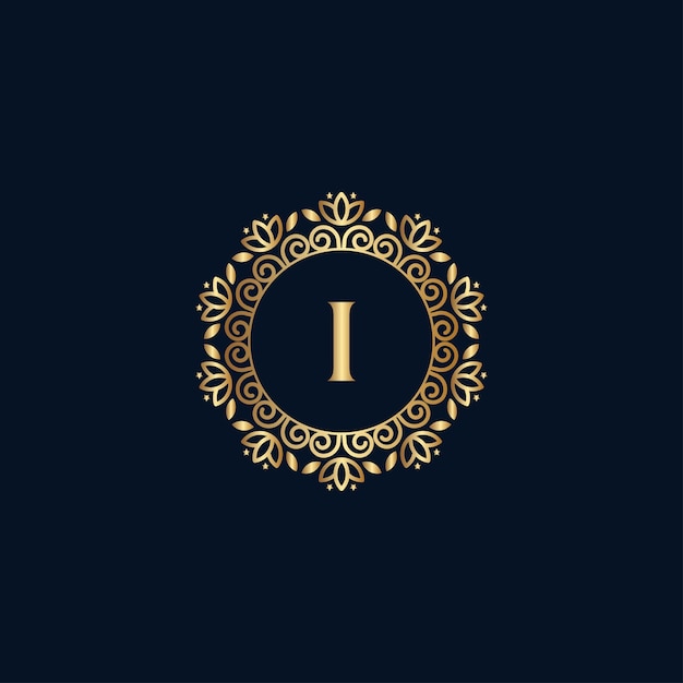 LOGOTIPO REAL ORO BELLEZA LUJO LETRA I