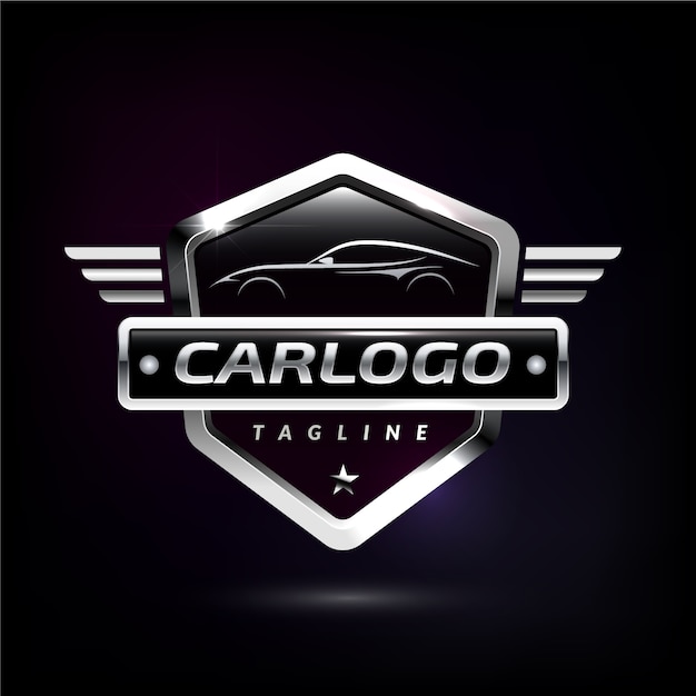 Logotipo realista del coche metálico