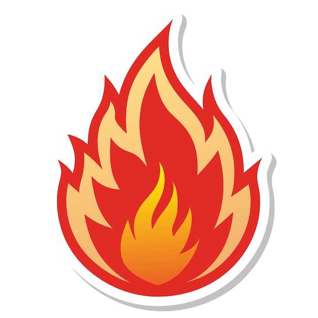 Logotipo realista de la llama de fuego aislado en fondo blanco