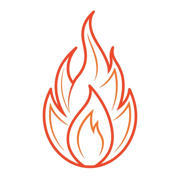 Logotipo realista de la llama de fuego aislado en fondo blanco