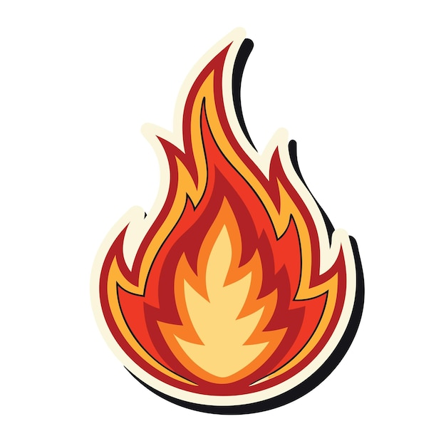 Logotipo realista de la llama de fuego aislado en fondo blanco