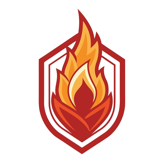Logotipo realista de la llama de fuego aislado en fondo blanco