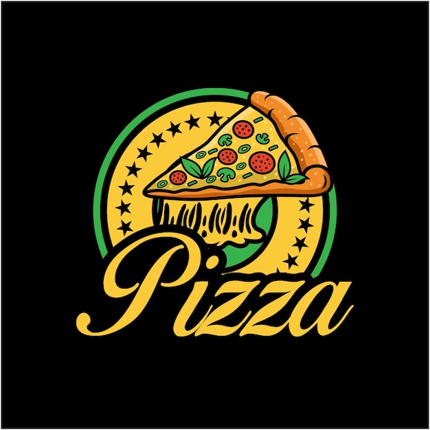 El logotipo de la rebanada de pizza con pepperoni y queso