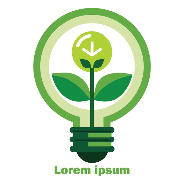 Logotipo de recursos de energía renovable bombilla con planta en ella Logotipo de energía ecológica