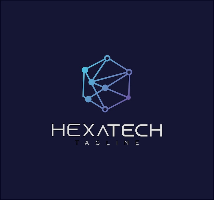 Vector logotipo de red de enlace hexagonal