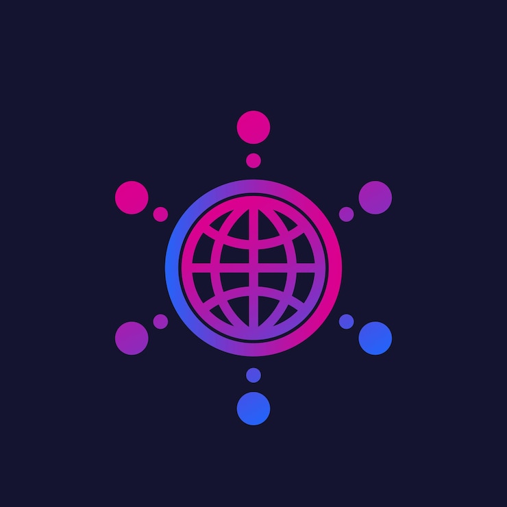 Vector logotipo de red con globo y vector de conexiones