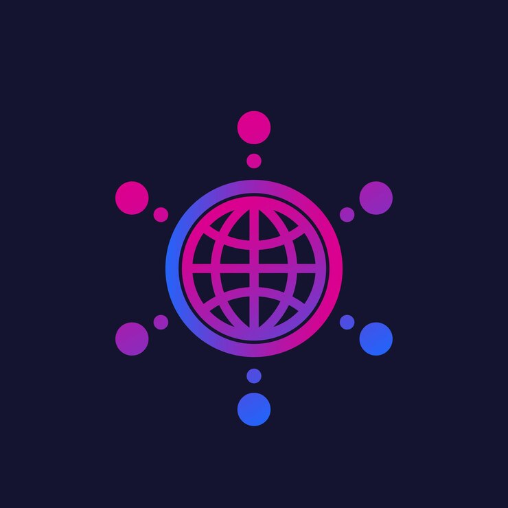 Vector logotipo de red con globo y vector de conexiones