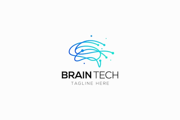 Logotipo de la red neuronal y la tecnología cerebral para la compañía de negocios de inteligencia artificial
