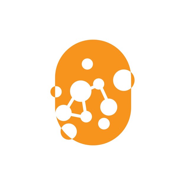 Logotipo de la red de neuronas, células y ADN Tecnología vectorial y de partículas Diseño de plantillas de ilustraciones simples