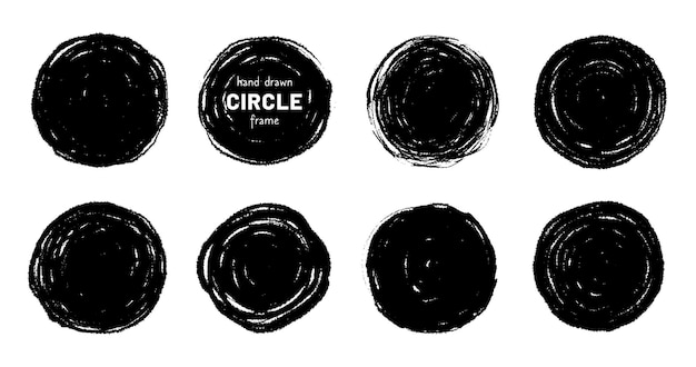 Logotipo redondo circular dibujado a mano con pincel elemento del marco del icono del marco del logotipo redondo textura dibujada a mano