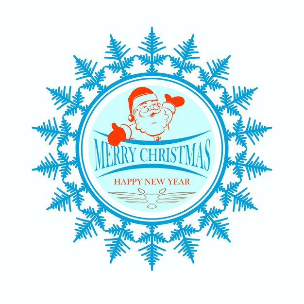 Logotipo redondo como un copo de nieve con Papá Noel