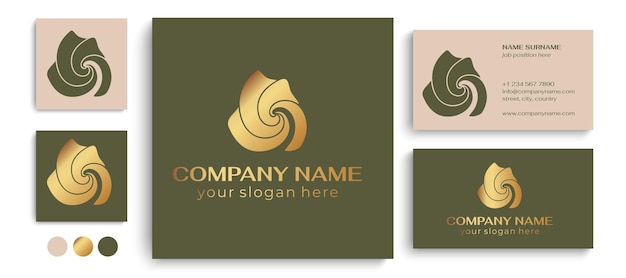 Logotipo redondo en espiral Remolino de elegantes ondas de tela Plantilla para crear un logotipo de diseño de lujo único centro de spa boutique de estudio de moda