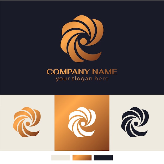 Logotipo redondo en espiral Remolino de elegantes ondas de tela Plantilla para crear un logotipo de diseño de lujo único centro de spa boutique de estudio de moda