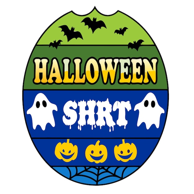 un logotipo redondo para Halloween está en un fondo blanco