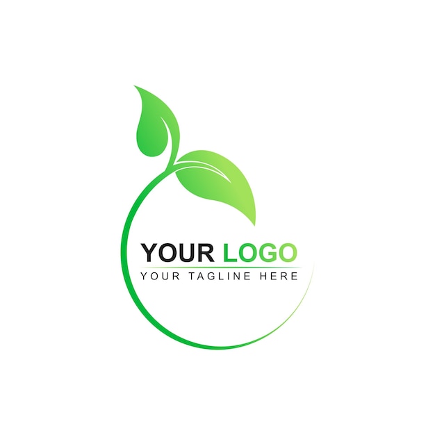 El logotipo redondo de hojas verdes, el logotipo circular ecológico