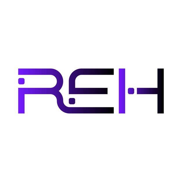 El logotipo de REH es una tipografía abstracta, un diseño vectorial moderno y minimalista.
