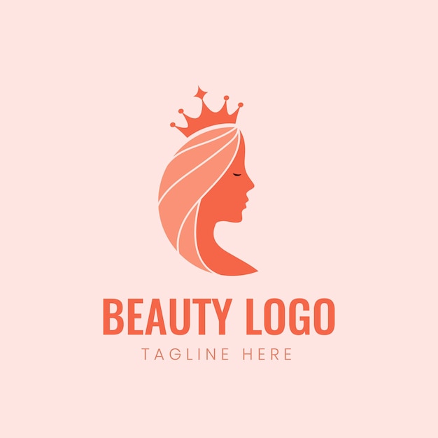 Logotipo de reina de mujer femenina de belleza con corona