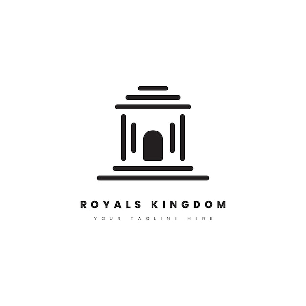 Logotipo del reino real líneas que conforman edificios con pequeñas puertas para el logotipo de temática real