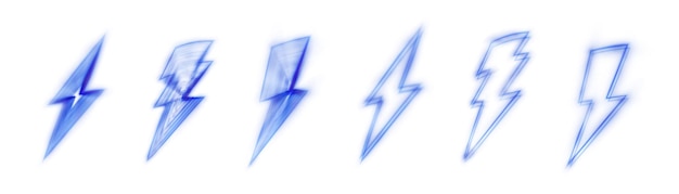 Logotipo de relámpago iluminado Un conjunto de rayos con un efecto de brillo especial aislados en un transp