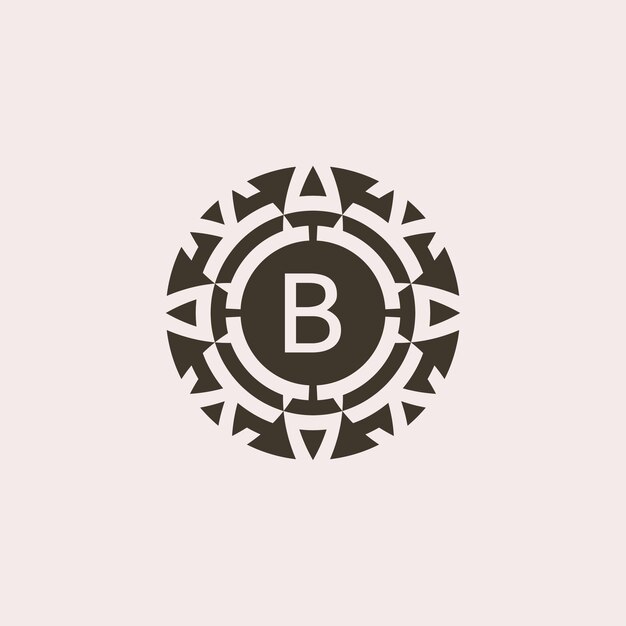 Logotipo de relieve abstracto de la medalla ornamental de la letra inicial B