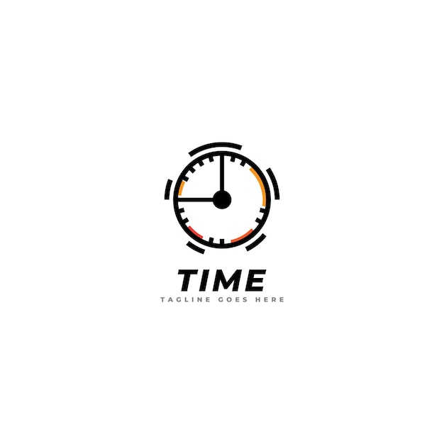 Logotipo reloj cronómetro hora ilustración del logotipo Diseño simple sobre fondo blanco