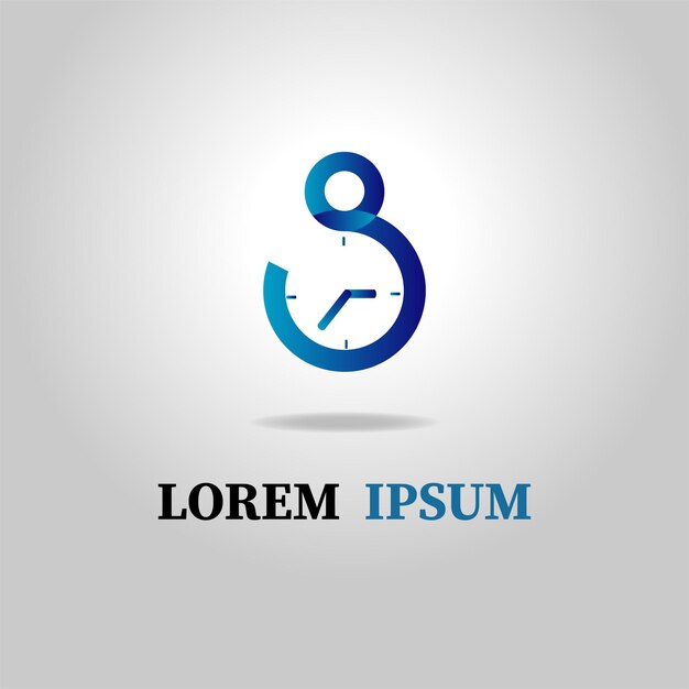 logotipo de reloj en forma de número 8
