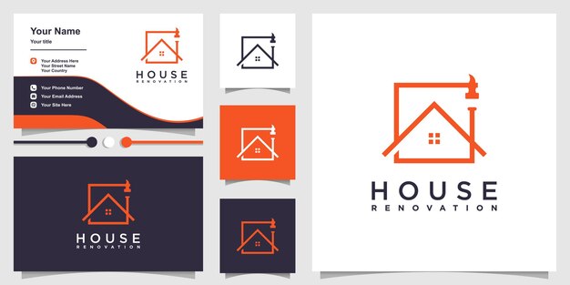 Logotipo de renovación de viviendas con un concepto creativo adecuado para empresas de construcción Vector Premium