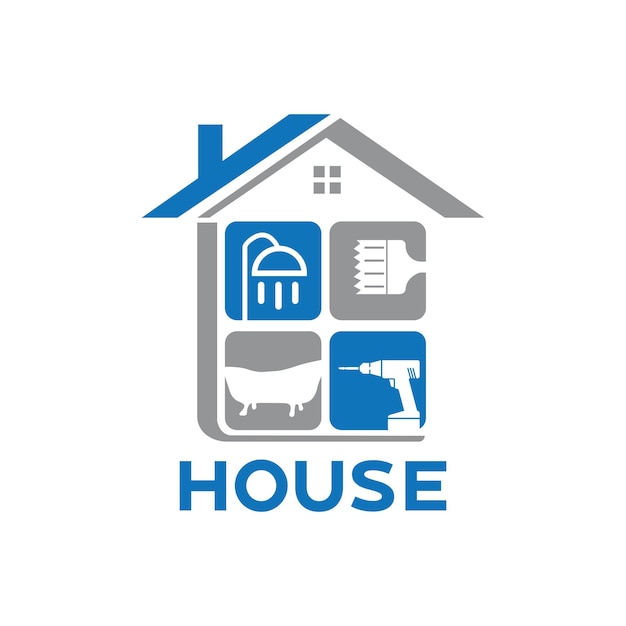 El logotipo de la reparación de la casa o el logotipo del servicio doméstico