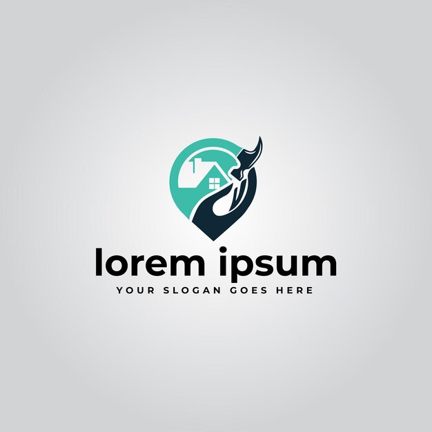 Logotipo de reparación y construcción de viviendas