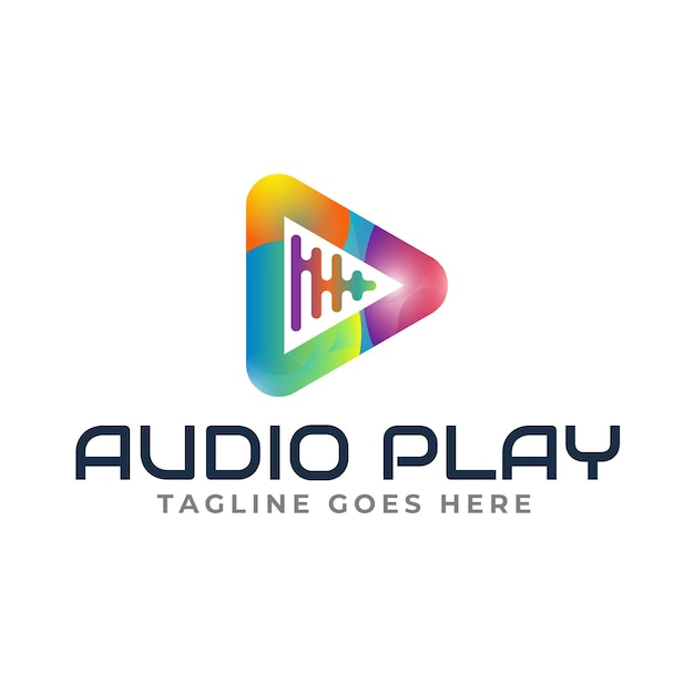 Logotipo de reproducción de audio con color degradado