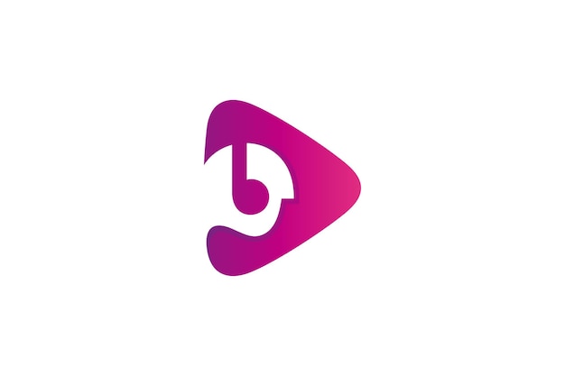 Logotipo de reproducción multimedia en forma de triángulo con una persona que usa auriculares