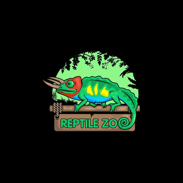 Vector logotipo reptil zoológico premium
