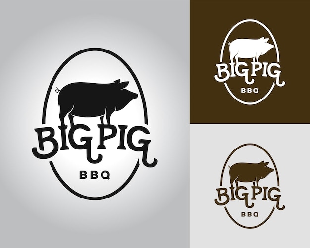 logotipo de restaurante de cerdo de estilo vintage