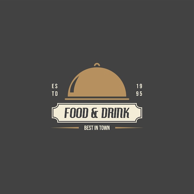 Logotipo de restaurante en estilo vintage logotipo de comida y bebida ilustración vectorial