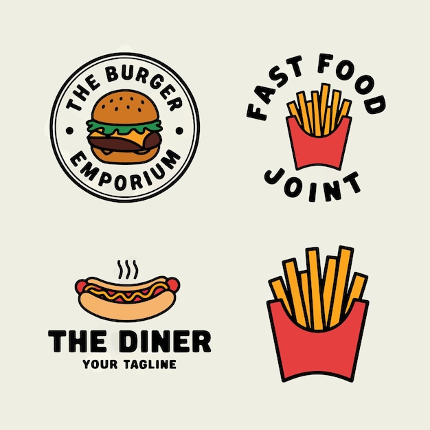 un logotipo para un restaurante de hamburguesas llamado comida rápida
