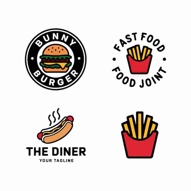 un logotipo para un restaurante de hamburguesas que dice comida rápida