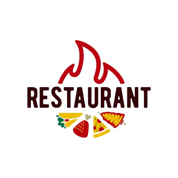 Logotipo del restaurante Kebab shawrma pizza y pollo con baquetas para el logotipo del restaurante de comida rápida