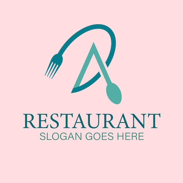 Vector logotipo de restaurante con letra a con cuchara tenedor